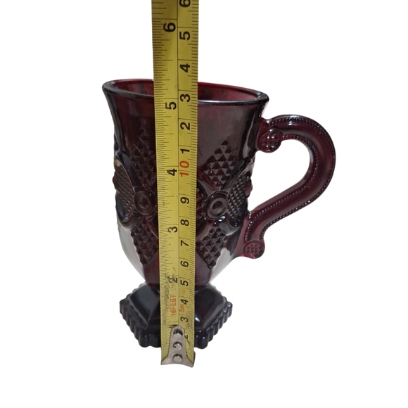 VTG Avon 1876 Cape Cod Collection Ruby Red Footed Pedestal Mugs Set Of 4 NOB - Picture 3 of 11